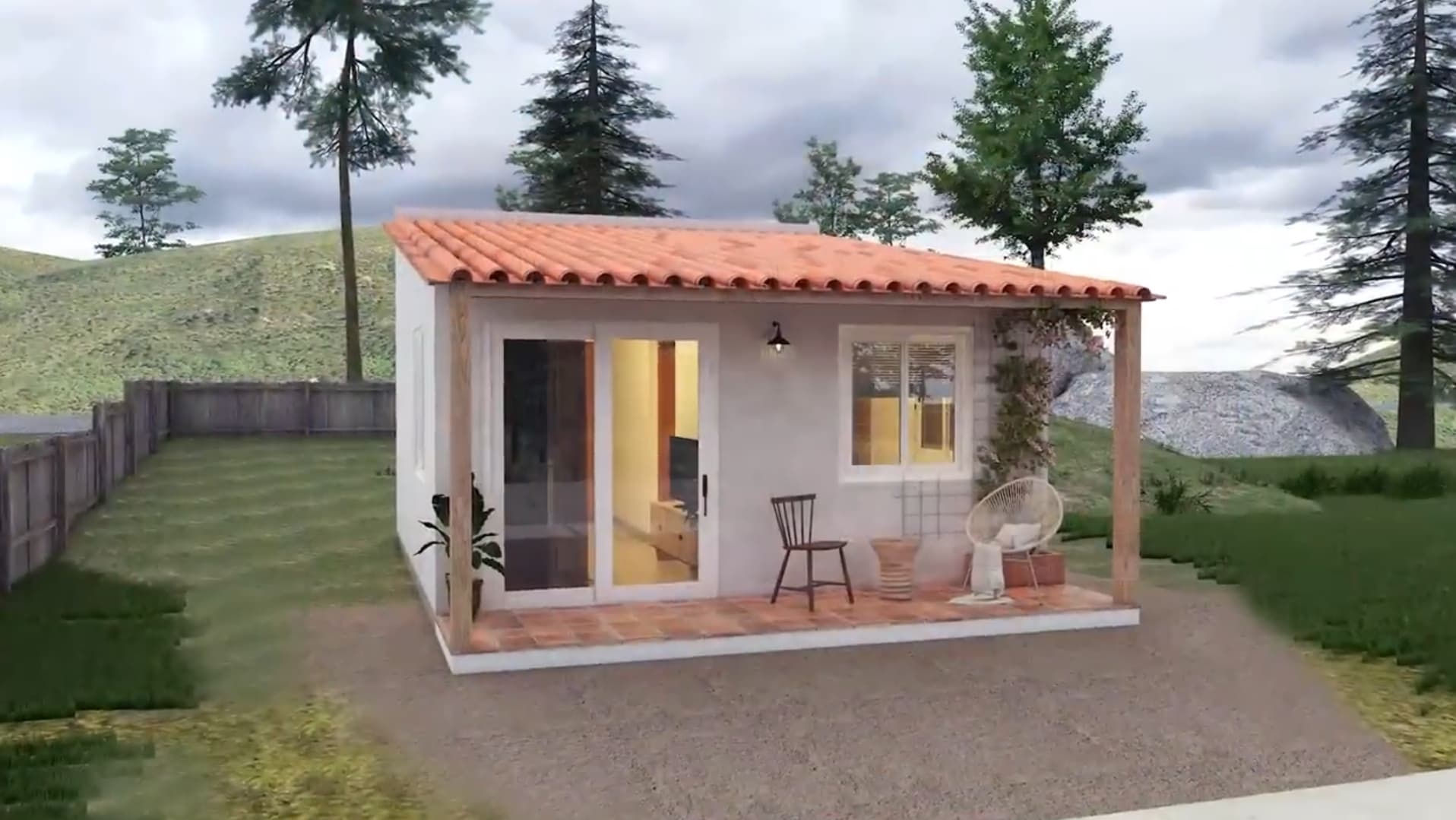 CH003 - Projeto Chalé Rústico de Campo com Mezanino 30m² Elétrico e Hidráulico