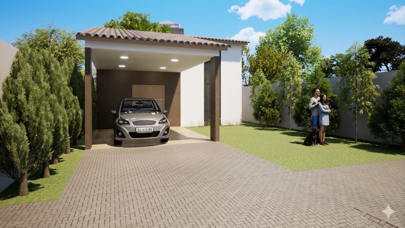 P045 - Projeto Casa Térrea 2 Quartos 1 Suíte com Garagem – 83m² — foto 1